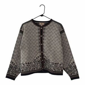 Dale of Norway Pure Wool Nordic Fair Isle Cardigan Cream Casual Unisex M